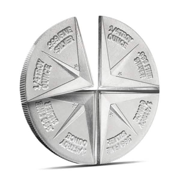1 oz pure silver snap-apart round, divisible into 8 segments, ideal for barter, trade, or fractional silver use.