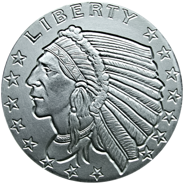 1 OZ SILVER ROUND INCUSE INDIAN DESIGN GOLDEN STATE MINT - Obverse