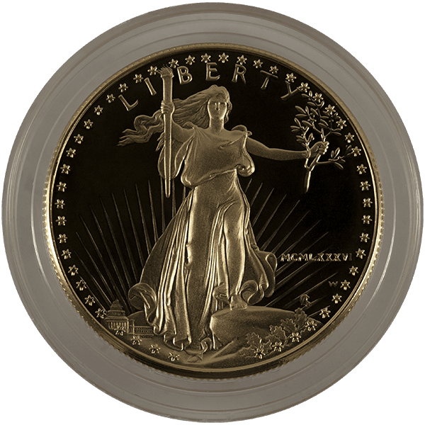 1 OZ AMERICAN GOLD EAGLE PROOF WITH ORIGINAL BOX AND PAPERS - Reverse