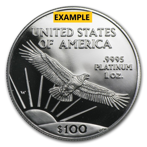 1 OZ AMERICAN PLATINUM EAGLE PROOF WITH ORIGINAL BOX AND PAPERS - Reverse