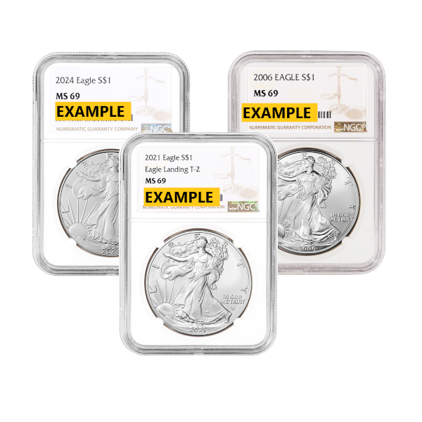1 OZ AMERICAN SILVER EAGLE NGC MS69 - Obverse