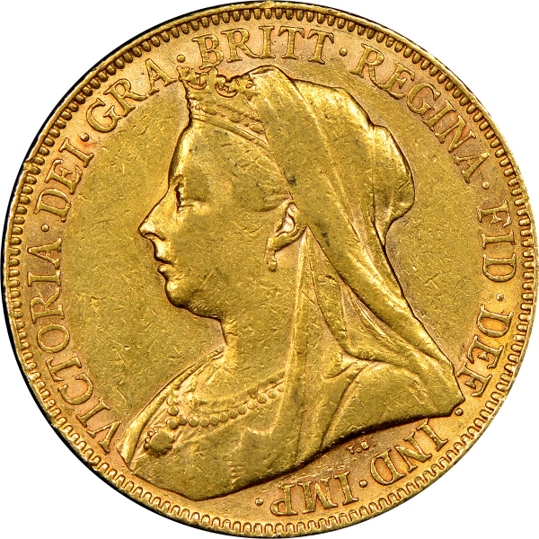 ENGLISH GOLD SOVEREIGN QUEEN VEILED HEAD - Obverse