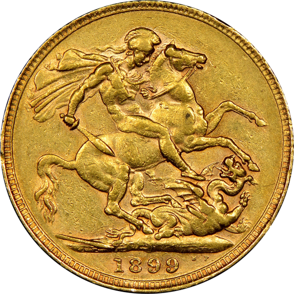 ENGLISH GOLD SOVEREIGN QUEEN VEILED HEAD - Reverse