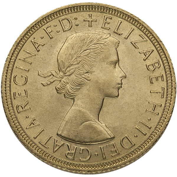 ENGLISH GOLD SOVEREIGN QUEEN ELIZABETH - Obverse