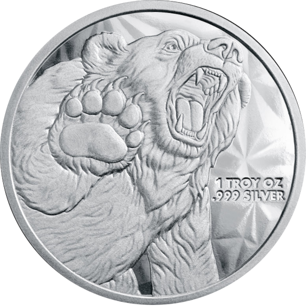 1 OZ SILVER ROUND BULL AND BEAR GOLDEN STATE MINT - Reverse