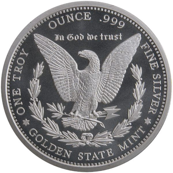 1 OZ SILVER ROUND MORGAN GOLDEN STATE MINT - Reverse