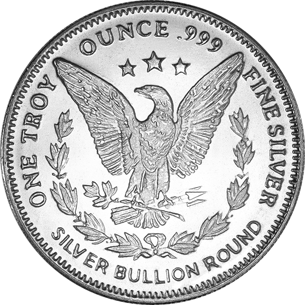 1 oz Morgan Silver Round by Highland Mint – .999 fine silver with heraldic eagle design and Silver Bullion Round inscription