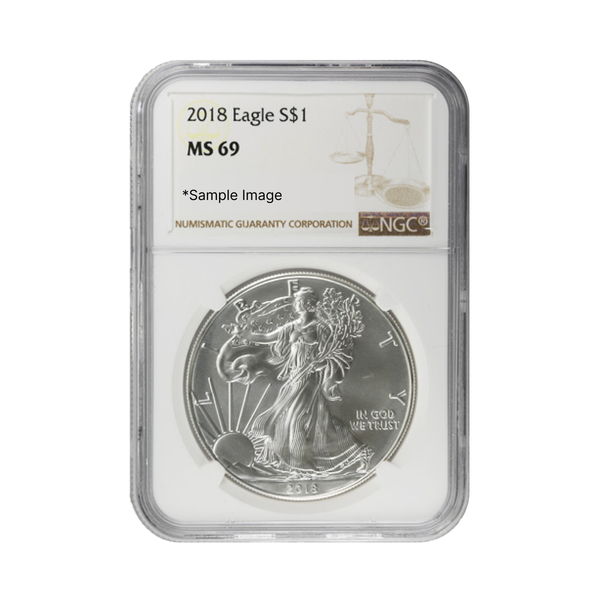 2018 1 oz Silver Eagle NGC MS69
