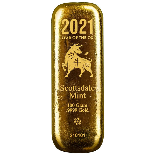 2021 Lunar Year of the Ox 100 g Gold Bar