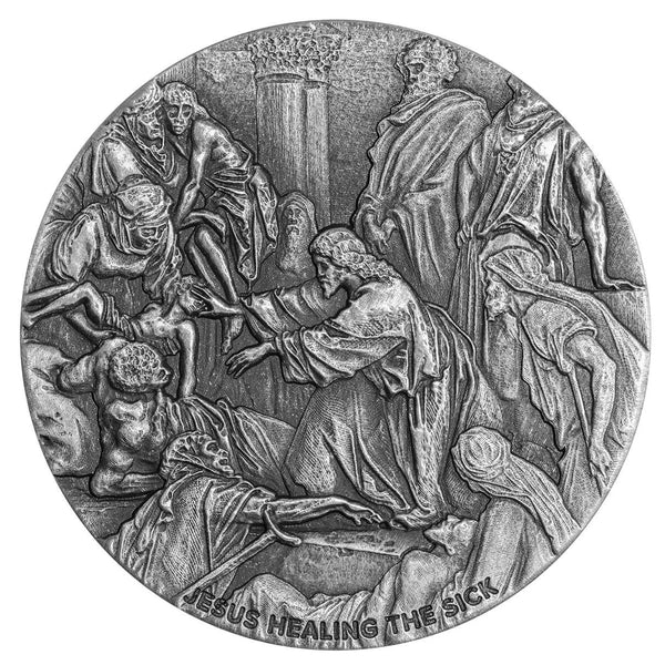 2022 Biblical Series 'Jesus Healing the Sick' 2 oz Silver Antique Coin