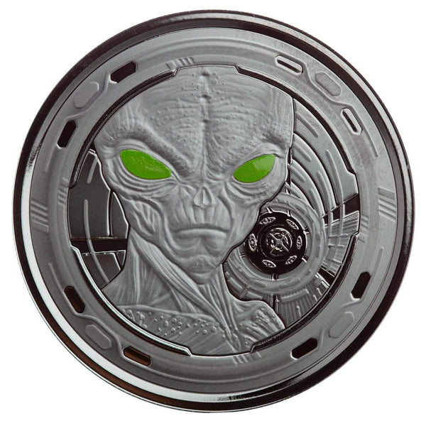 2022 Ghana Alien 1 oz Black Rhodium Plated Silver Coin