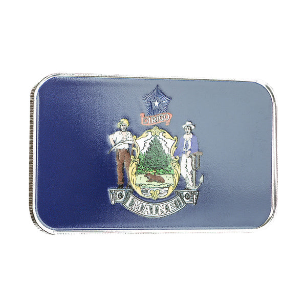 Maine State Flag 1 oz Silver Color Bar