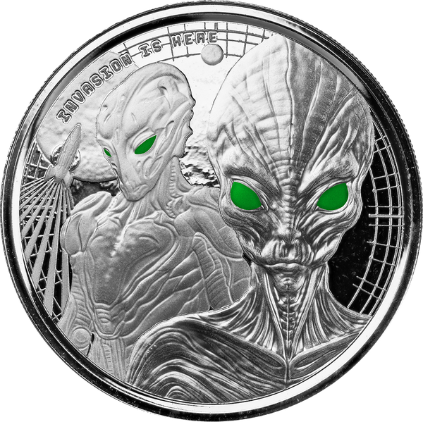2023 Ghana Alien 1 oz Silver Colorized Coin