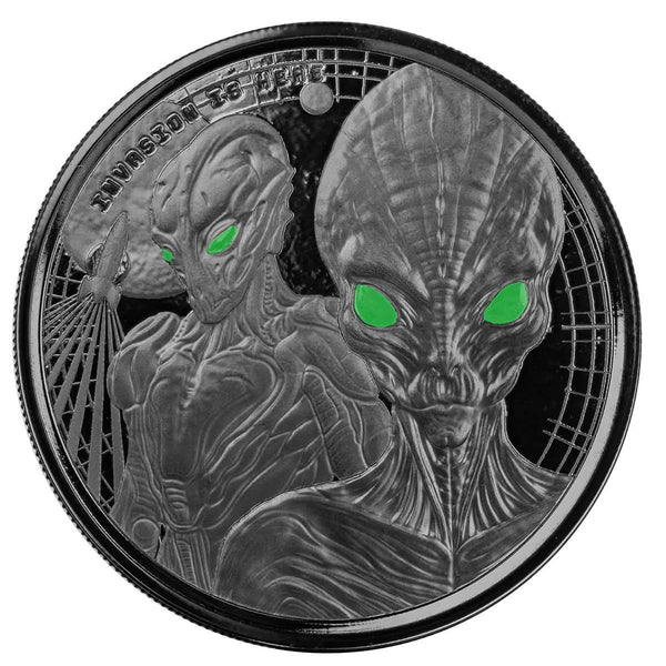 2023 Ghana Alien 1 oz Black Rhodium Plated Silver Coin