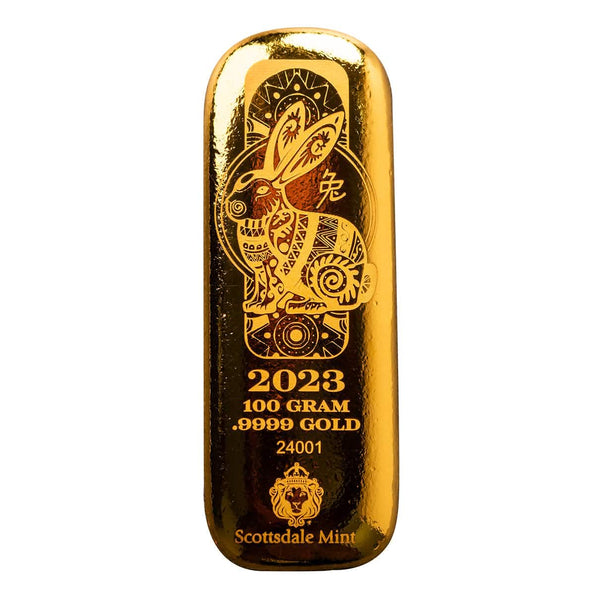 2023 Lunar Year of the Rabbit 100 Gram Gold Bar