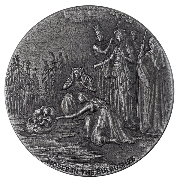 2023 Biblical Series 'Moses in the Bulrushes' 2 oz Silver Antique Coin