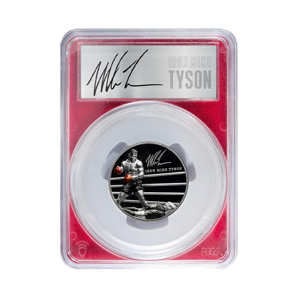 Mike Tyson 2023 2oz Pure Silver Signature Coin - Gem Proof Graded High Relief Autographed PCGS