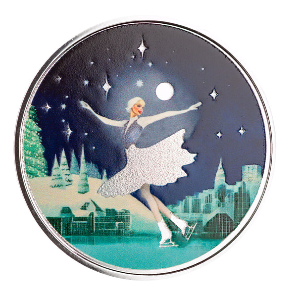 Solo Ice Skater 1 oz Silver Christmas Round