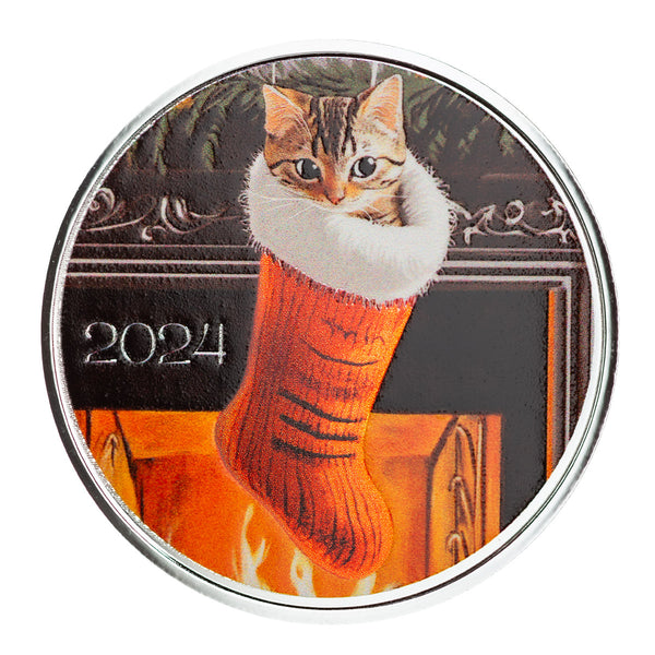 Purrfect Stocking Stuffer 1 oz Silver Christmas Round