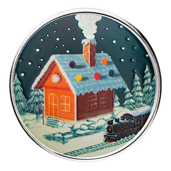 Gingerbread House 1 oz Silver Christmas Round