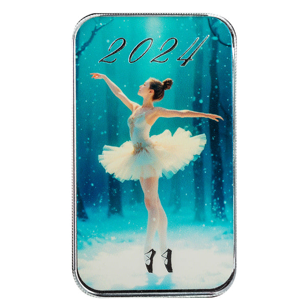 Snowy Ballerina 1 oz Silver Christmas Bar