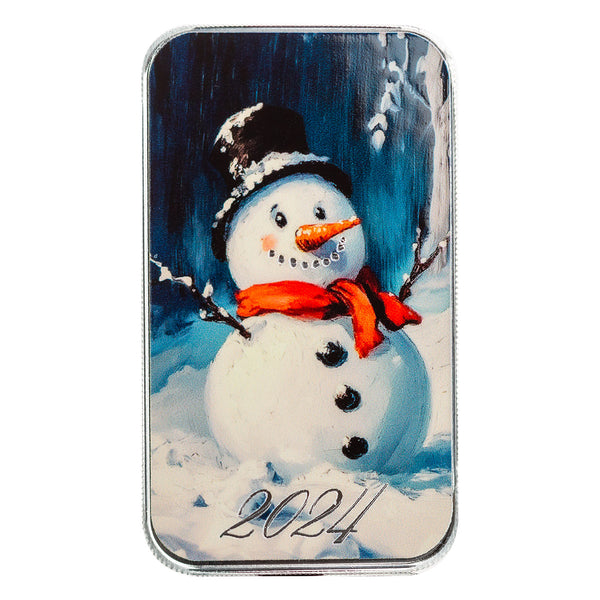 Icy Snowman 1 oz Silver Christmas Bar