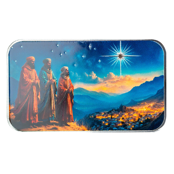 The Three Wise Men's Journey to Bethlehem 1 oz Silver Christmas Bar
