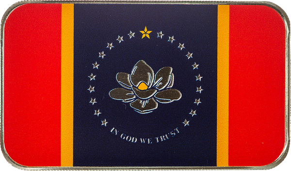 Mississippi State Flag 1 oz Silver Color Bar