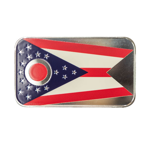 Ohio State Flag 1 oz Silver Color Bar