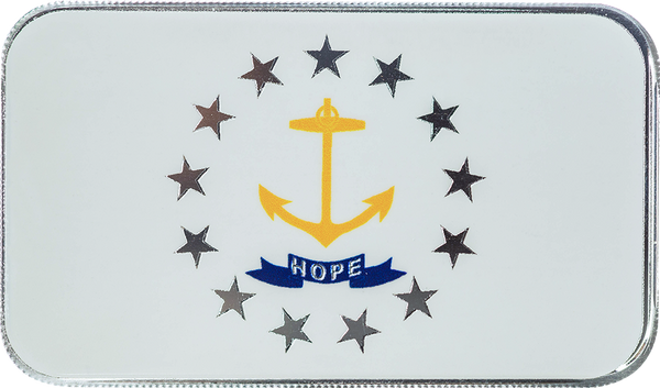 Rhode Island State Flag 1 oz Silver Color Bar