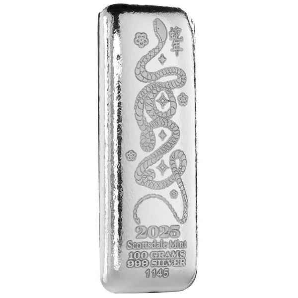 2025 Lunar Year of the Snake 100 Gram Silver Bar