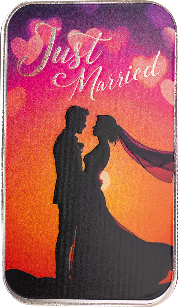 Valentine's Day | Just Married 1 oz Silver Colorized Bar