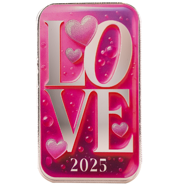Valentine's Day | Love 2025 1 oz Silver Colorized Bar