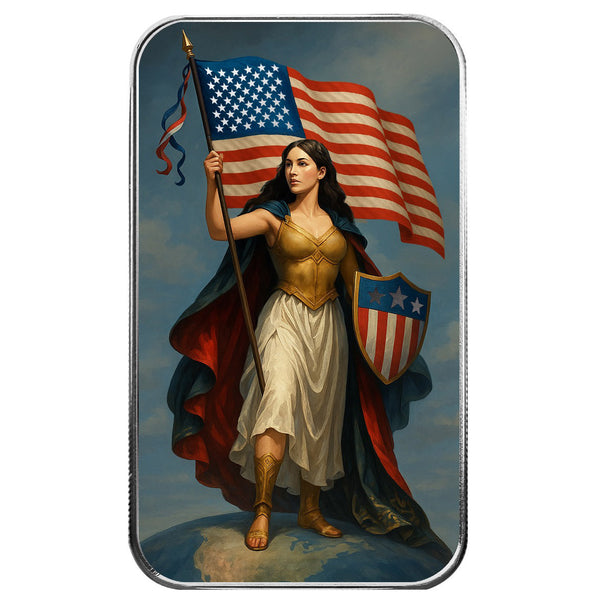 Americana | Lady Columbia 1 oz Silver Colorized Bar