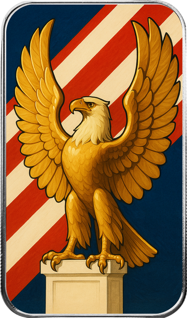 Americana | Art Deco Eagle 1 oz Silver Colorized Bar
