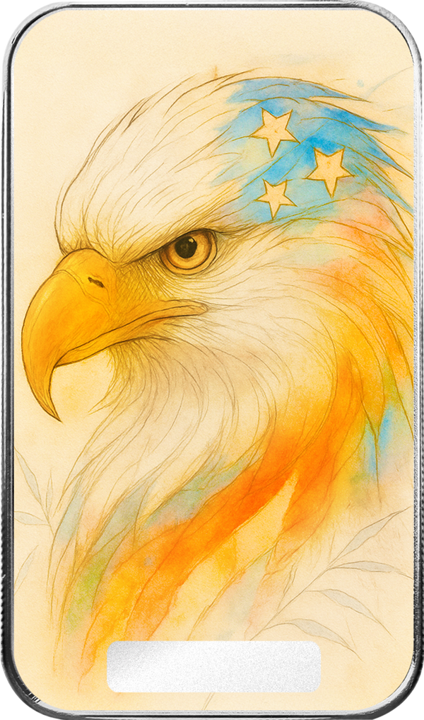 Americana | Pastel Bald Eagle 1 oz Silver Serialized Color Bar