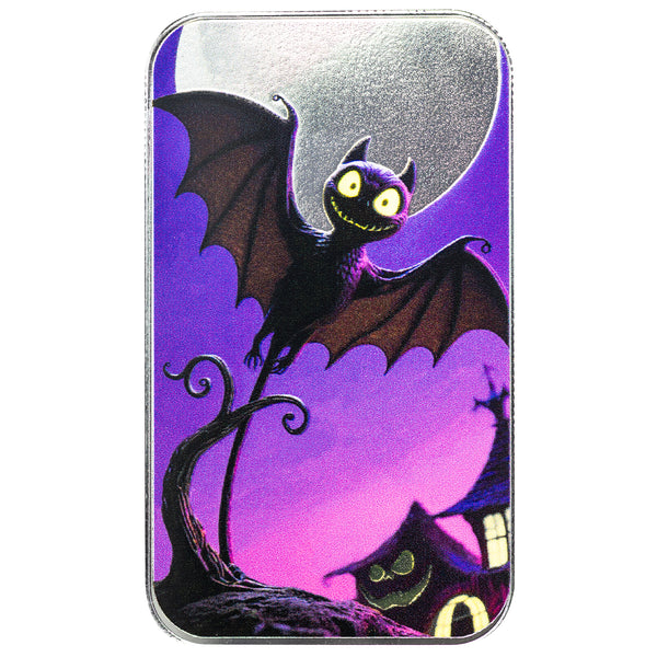 Spooky Bat 1 oz Silver Colorized Bar