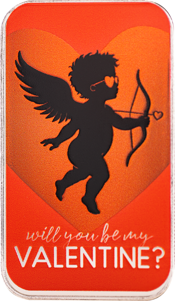 Valentine's Day | Will You Be My Valentine? 1 oz Silver Colorized Bar