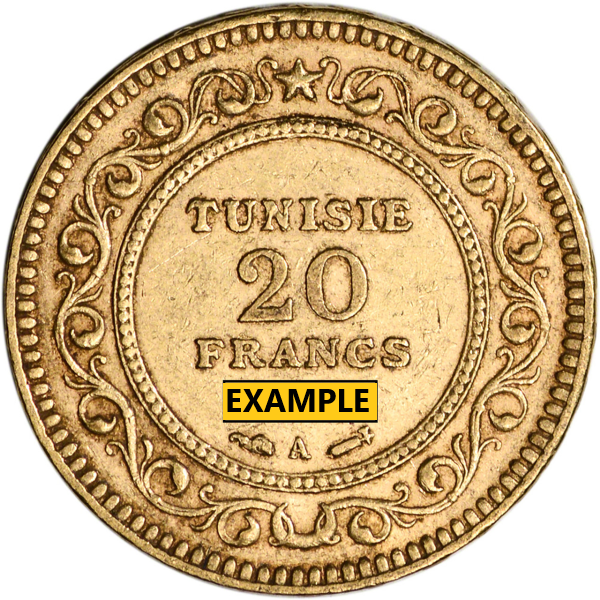 20 FRANC TUNISIA GOLD COIN - Reverse
