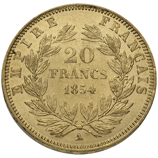 20 FRANC FRENCH GOLD COIN NAPOLEON III - Reverse