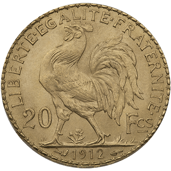20 FRANC FRENCH GOLD ROOSTER - Reverse