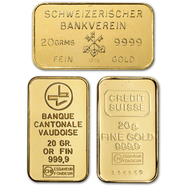 20 GRAM GOLD BAR RANDOM BRAND - Obverse