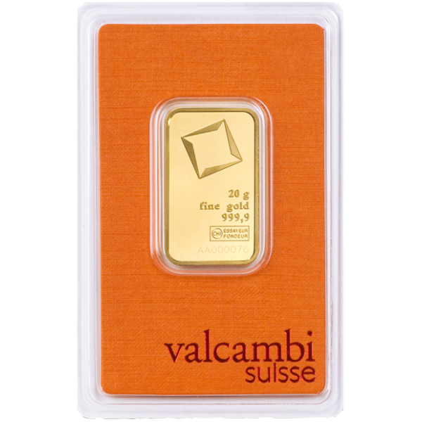 20 GRAM GOLD BAR VALCAMBI - Obverse