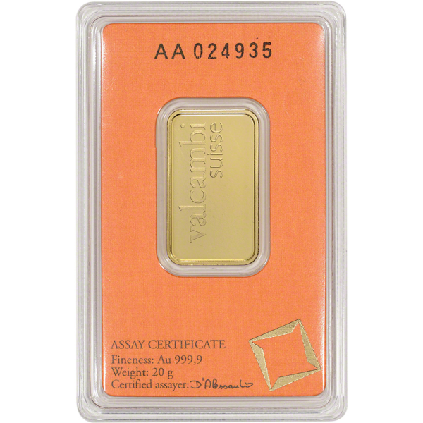 20 GRAM GOLD BAR VALCAMBI - Reverse