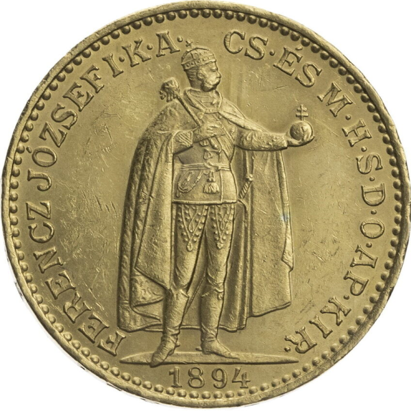 20 KORONA HUNGARIAN GOLD COIN - Obverse