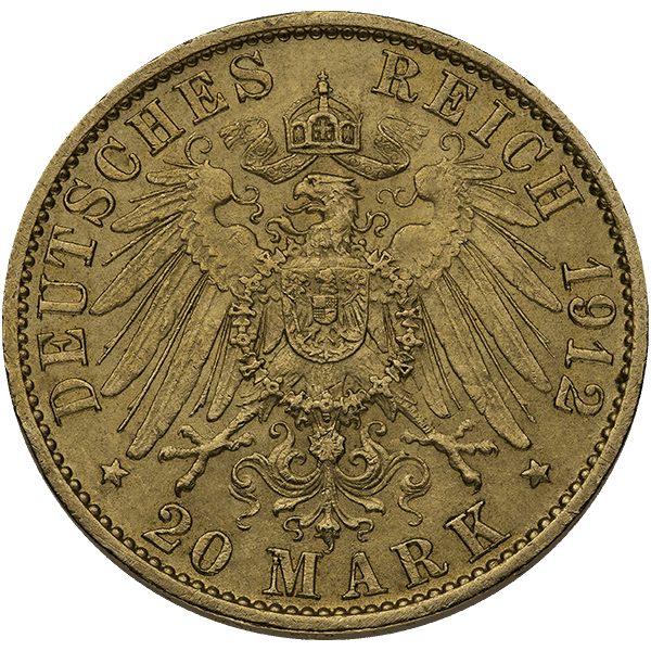 20 MARK GERMAN GOLD COIN - Obverse