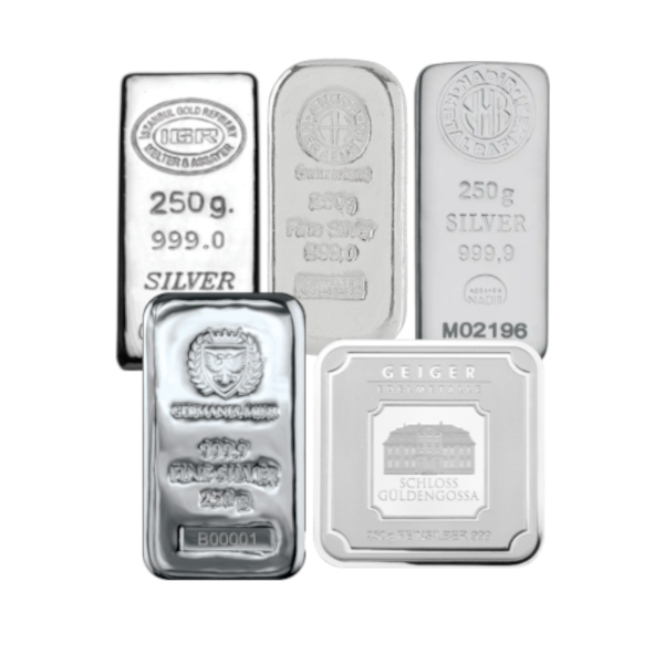 250 GRAM SILVER BAR - Obverse