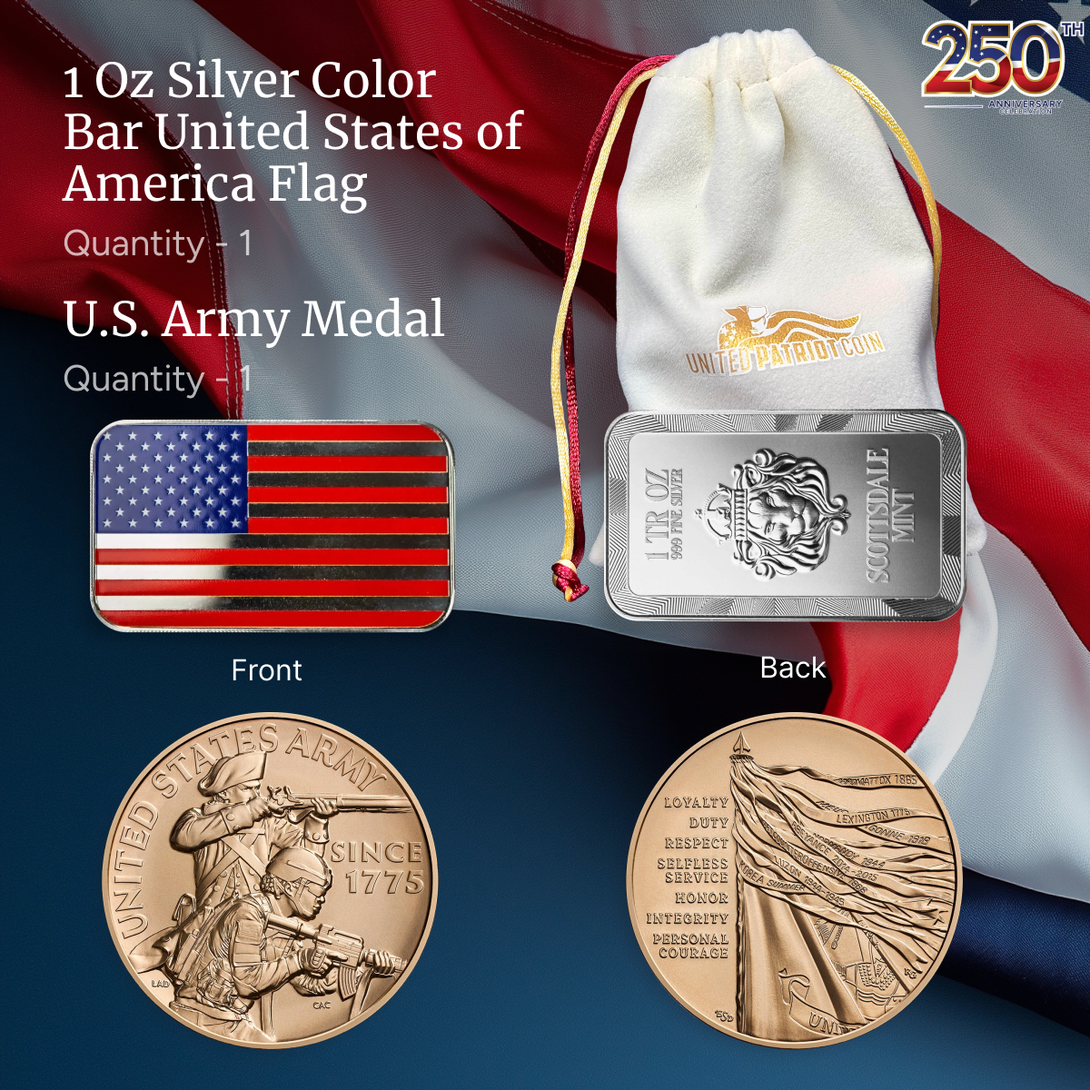 Colorized Flag and Army Medal