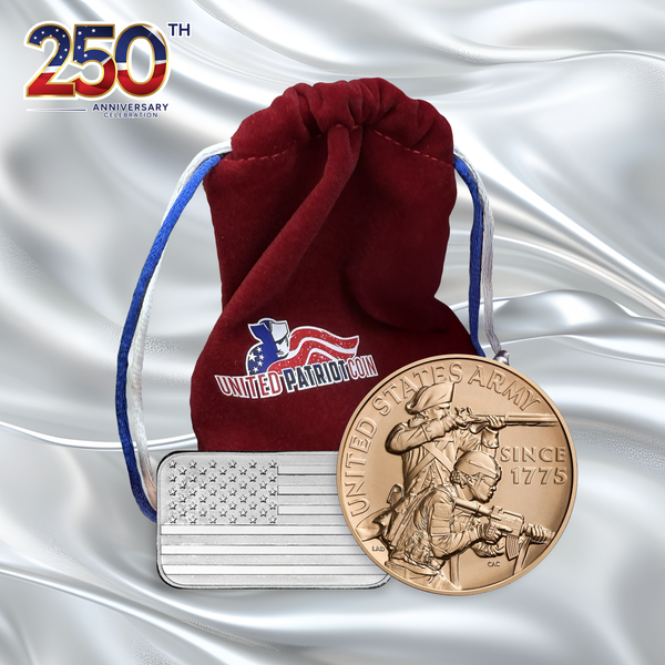 250th Anniversary Silver U.S. Flag and Army Medal Pack