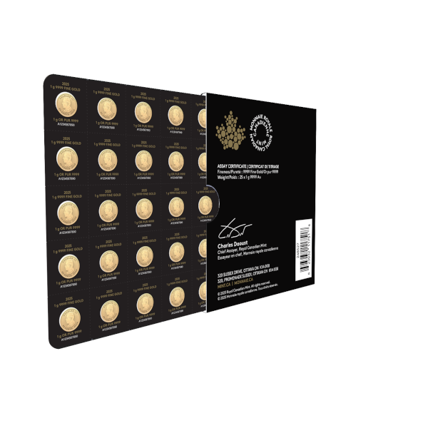 2025 25 GRAM GOLD MAPLEGRAM - Reverse